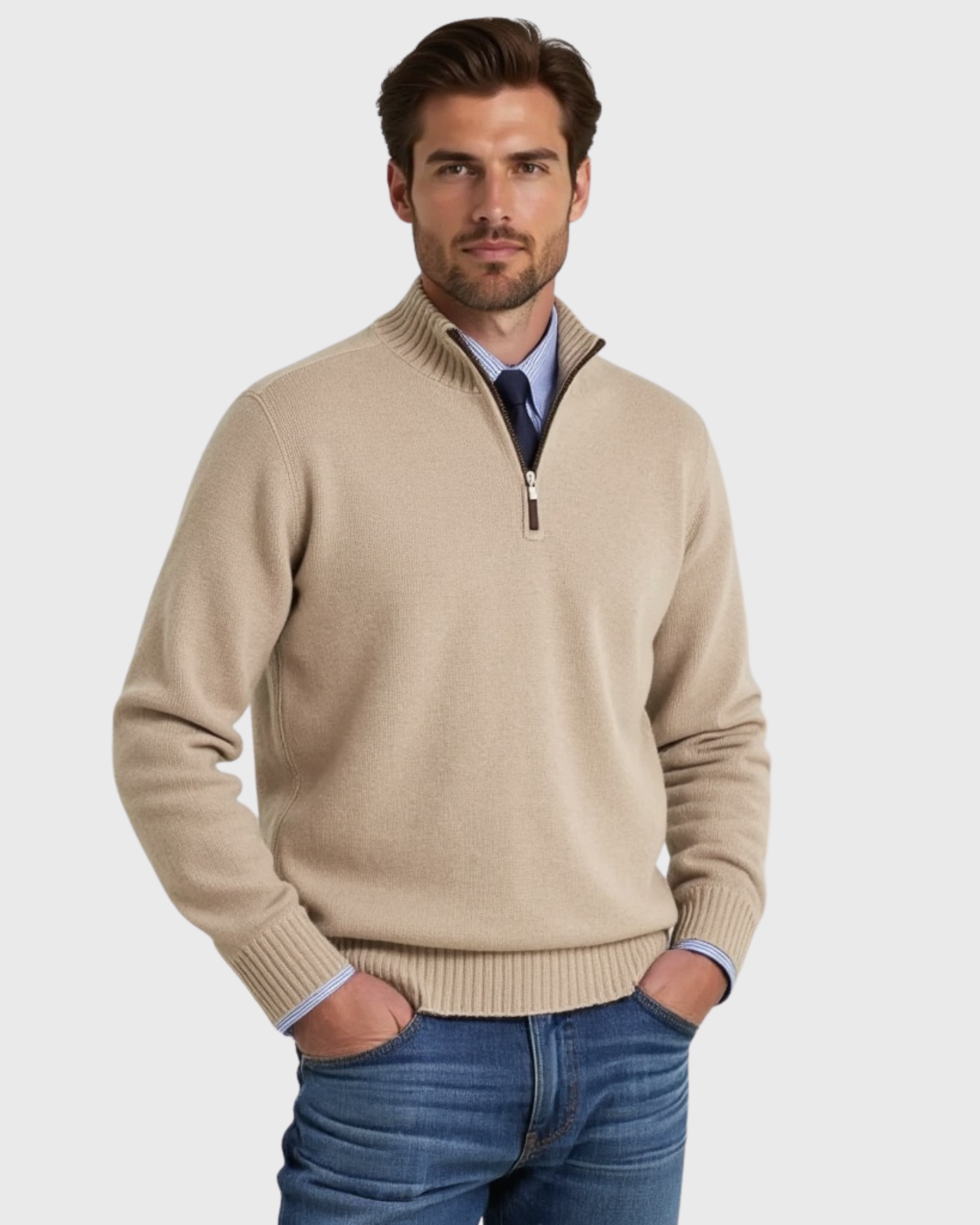 Cecole | Men’s Half-Zip Sweater with Modern Zipper Accent