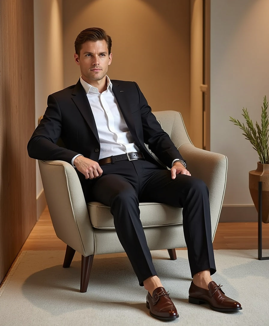 Cecole | Men’s High Stretch Smart Casual Pants with Ankle-Length Cut