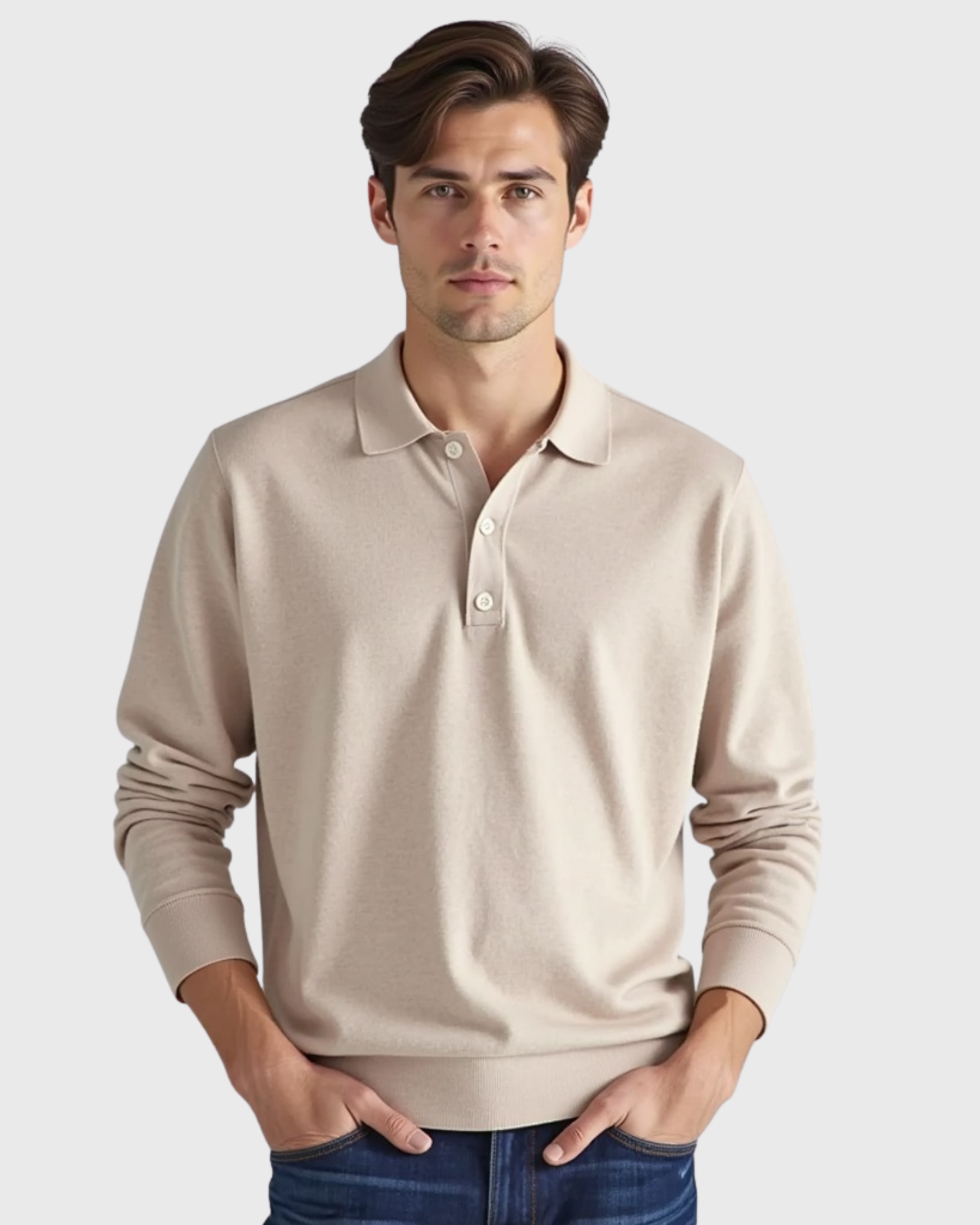 Cecole | Men’s Long-Sleeve Polo Shirt with Button-Front Collar
