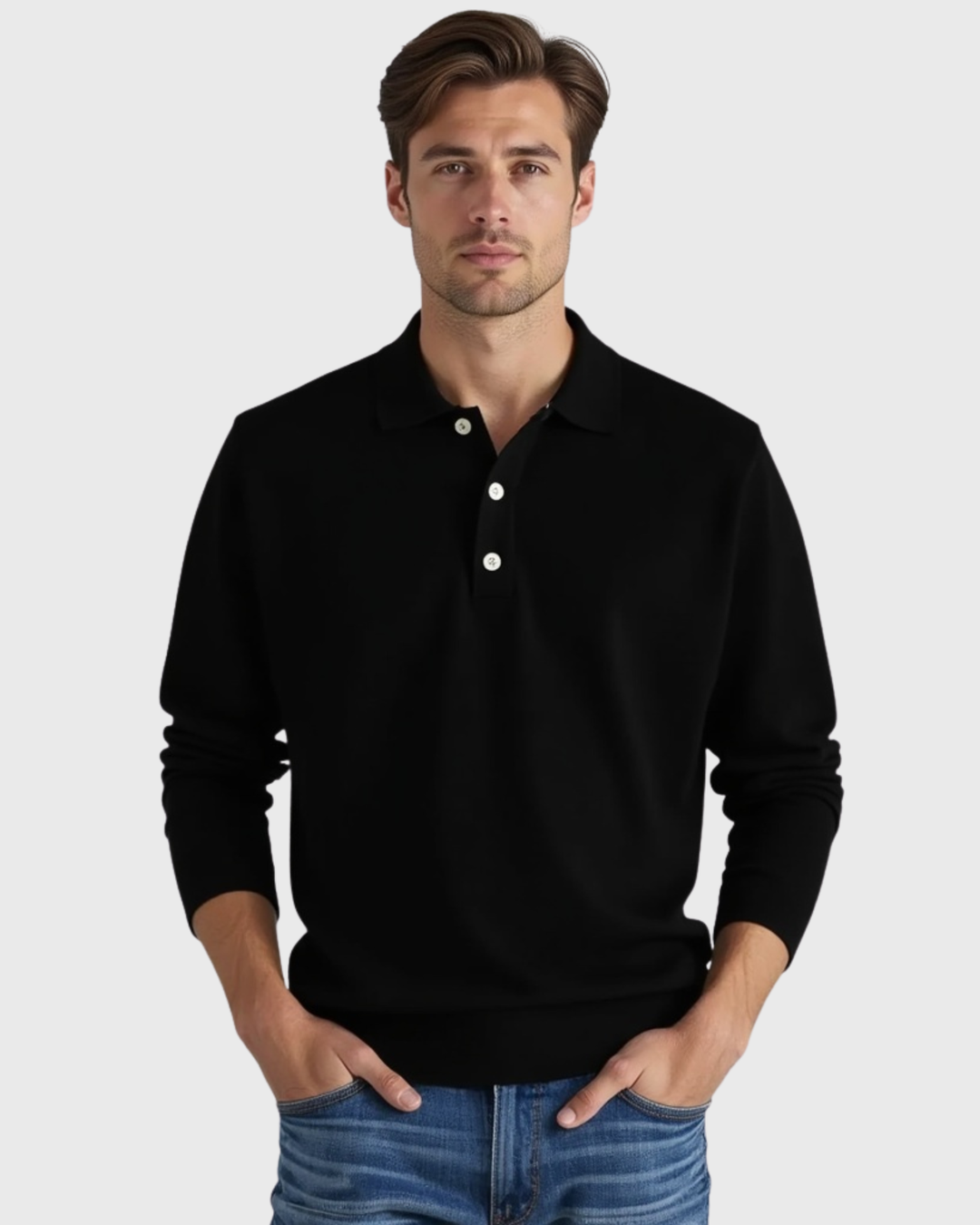 Cecole | Men’s Long-Sleeve Polo Shirt with Button-Front Collar