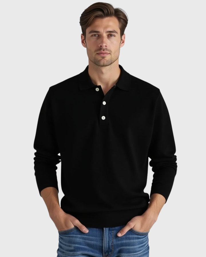 Cecole | Men’s Long-Sleeve Polo Shirt with Button-Front Collar