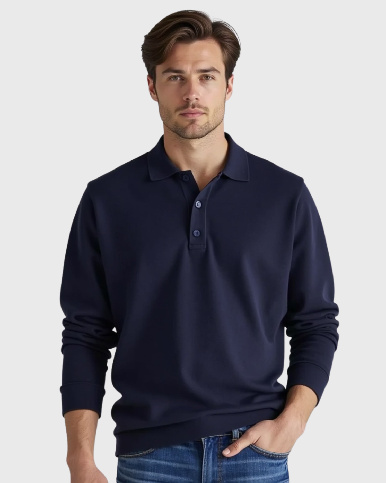 Cecole | Men’s Long-Sleeve Polo Shirt with Button-Front Collar
