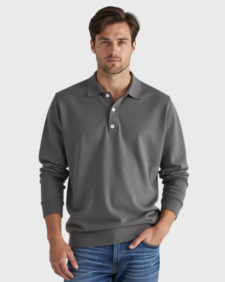 Cecole | Men’s Long-Sleeve Polo Shirt with Button-Front Collar