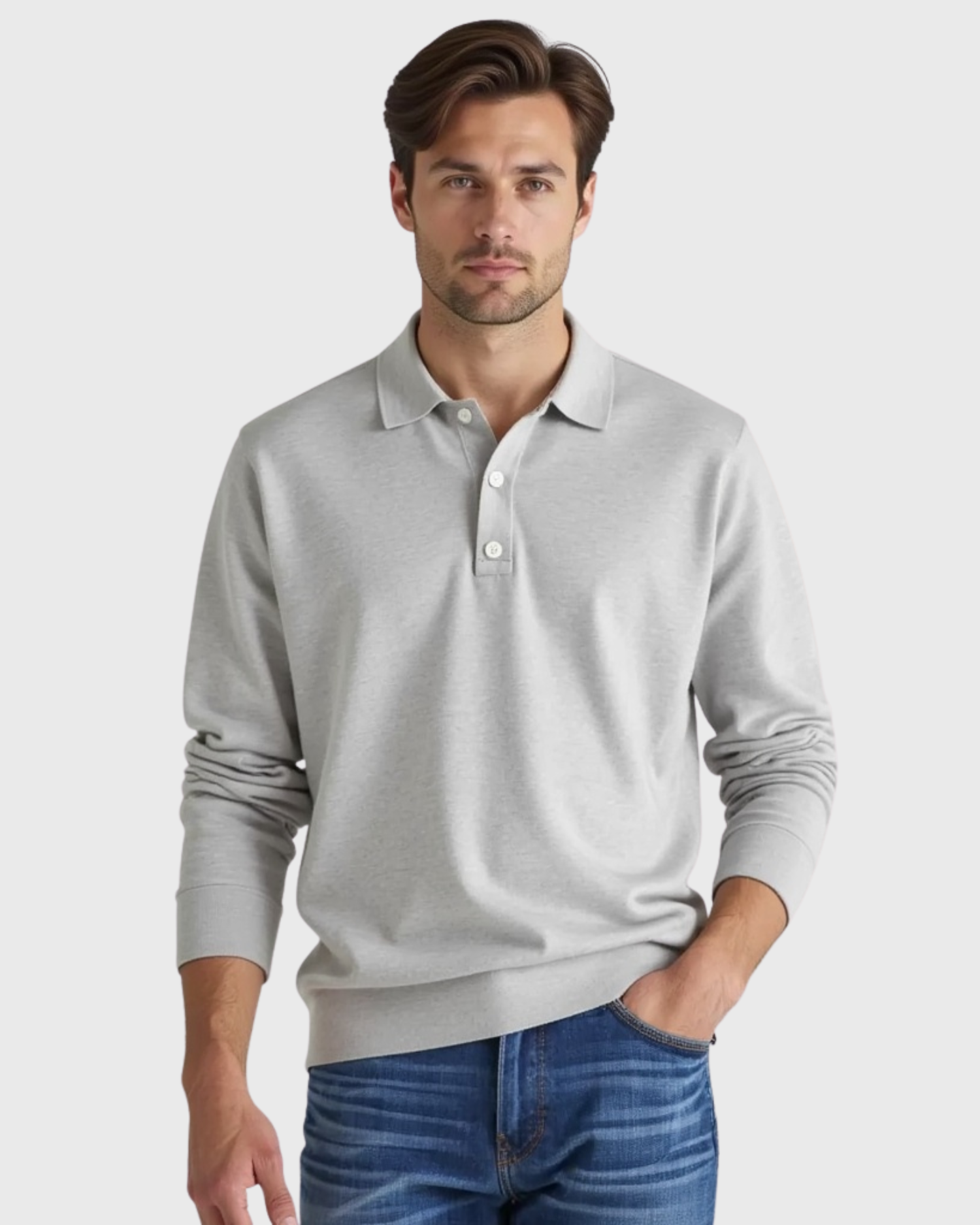 Cecole | Men’s Long-Sleeve Polo Shirt with Button-Front Collar