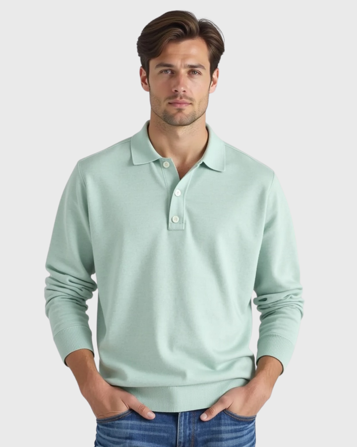 Cecole | Men’s Long-Sleeve Polo Shirt with Button-Front Collar