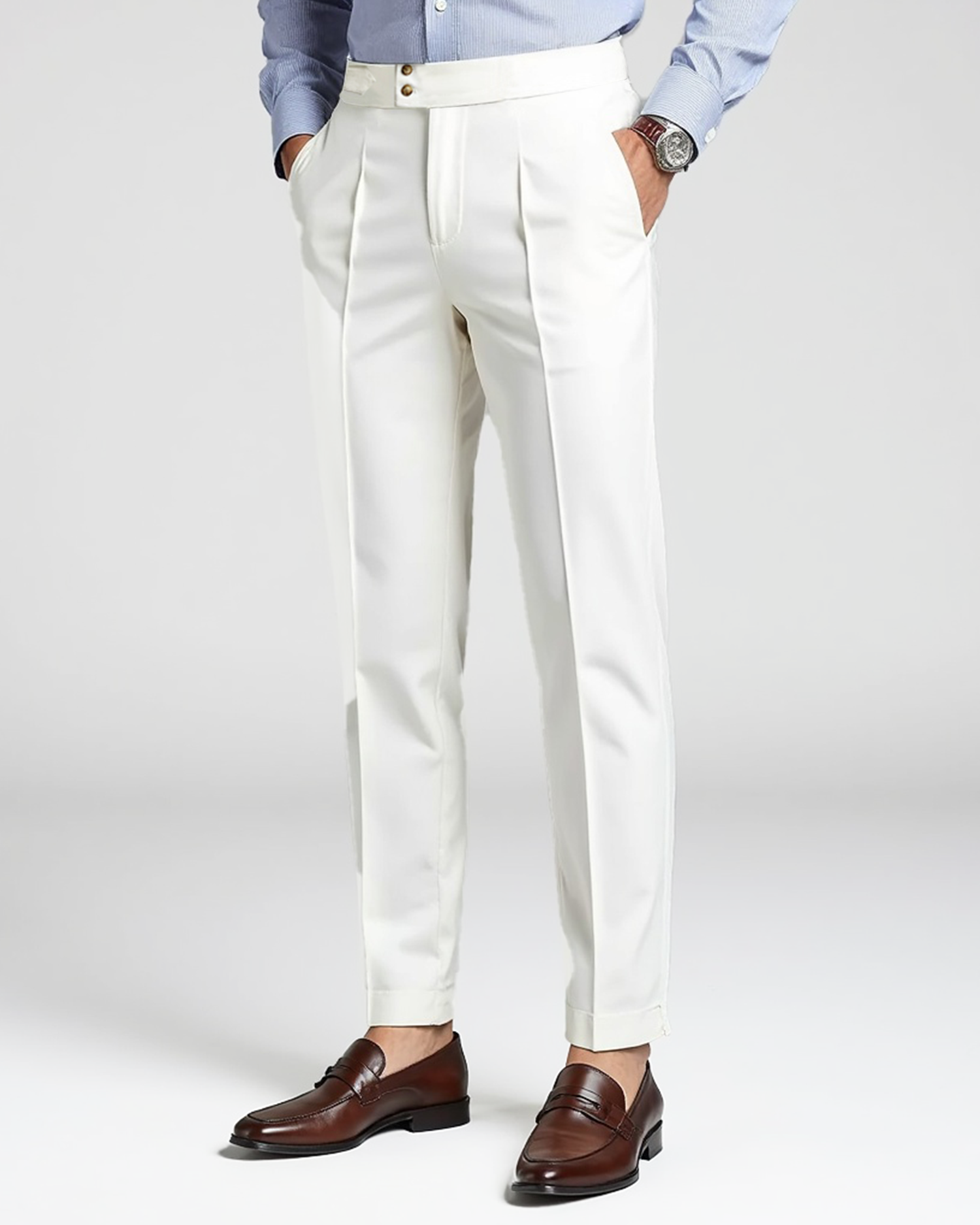 Cecole | Men’s Pleated Front Trousers with Belt Loops