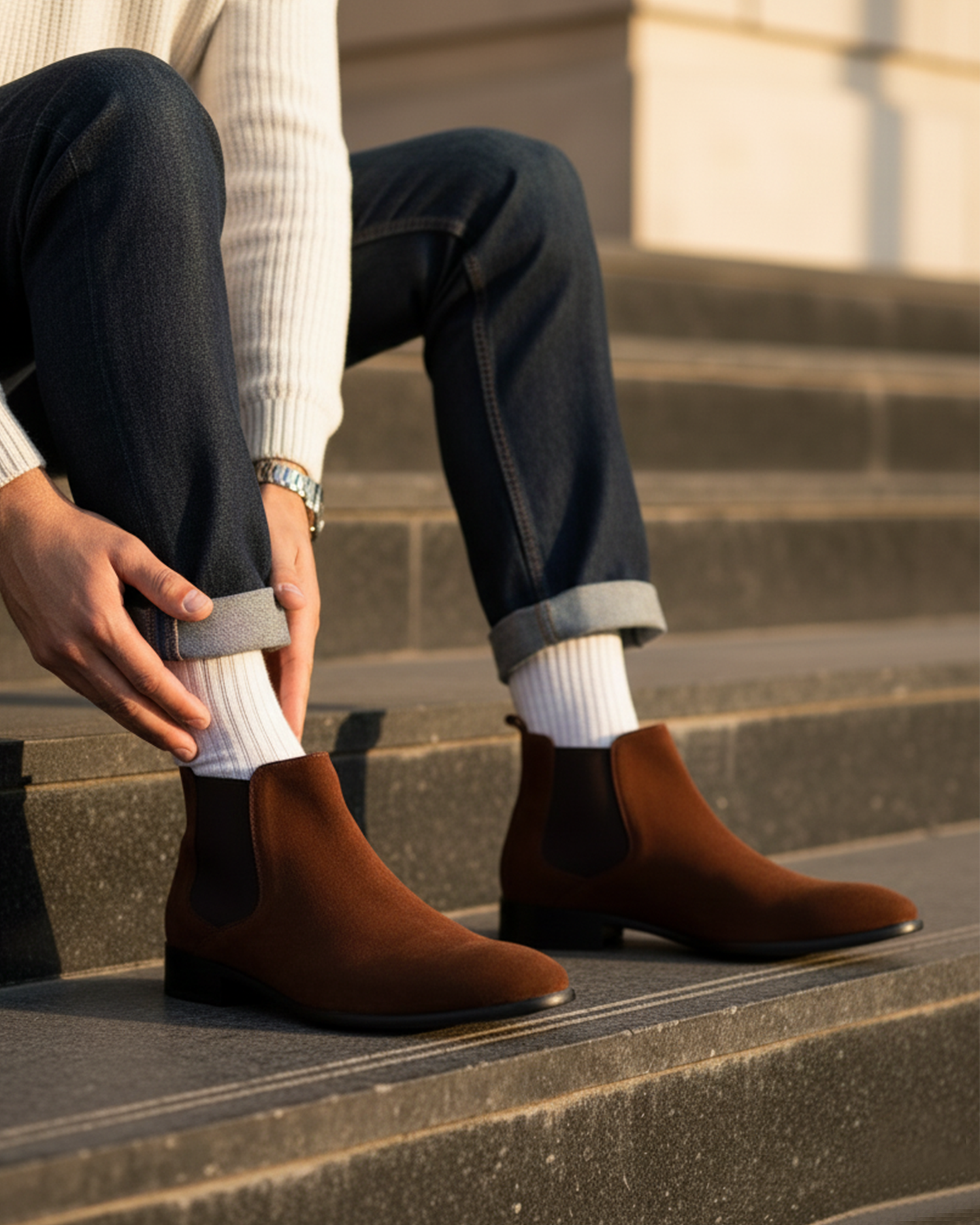 Cecole | Men’s Suede-like Chelsea Boots with Side Panels