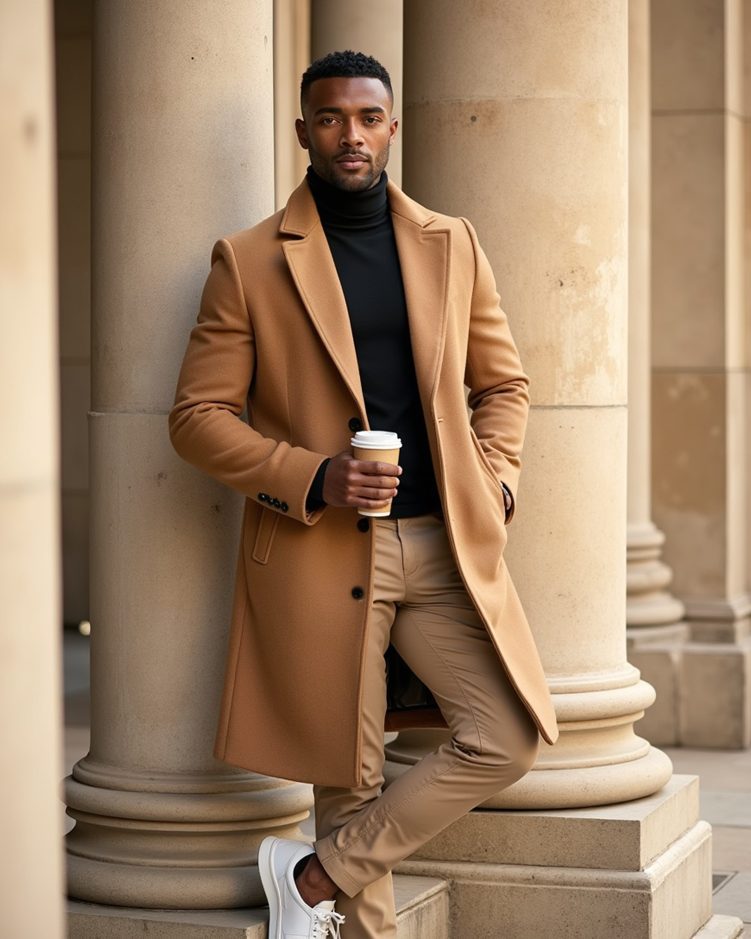 Cecole | Men’s Tailored Fit Overcoat with Lined Interior