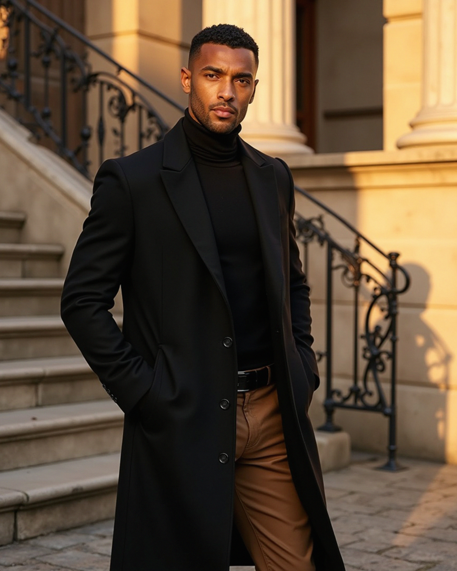 Cecole | Men’s Tailored Fit Overcoat with Lined Interior