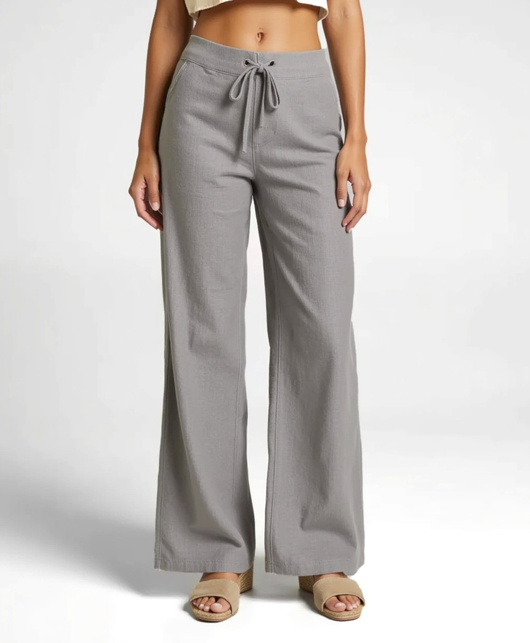 Cecole | Women’s Linen Blend Loose Trousers with Elastic Waistband