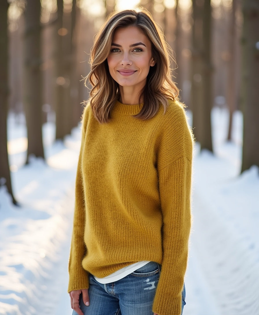 Cecole | Women’s Loose Fit Sweater with Wide Round Neck