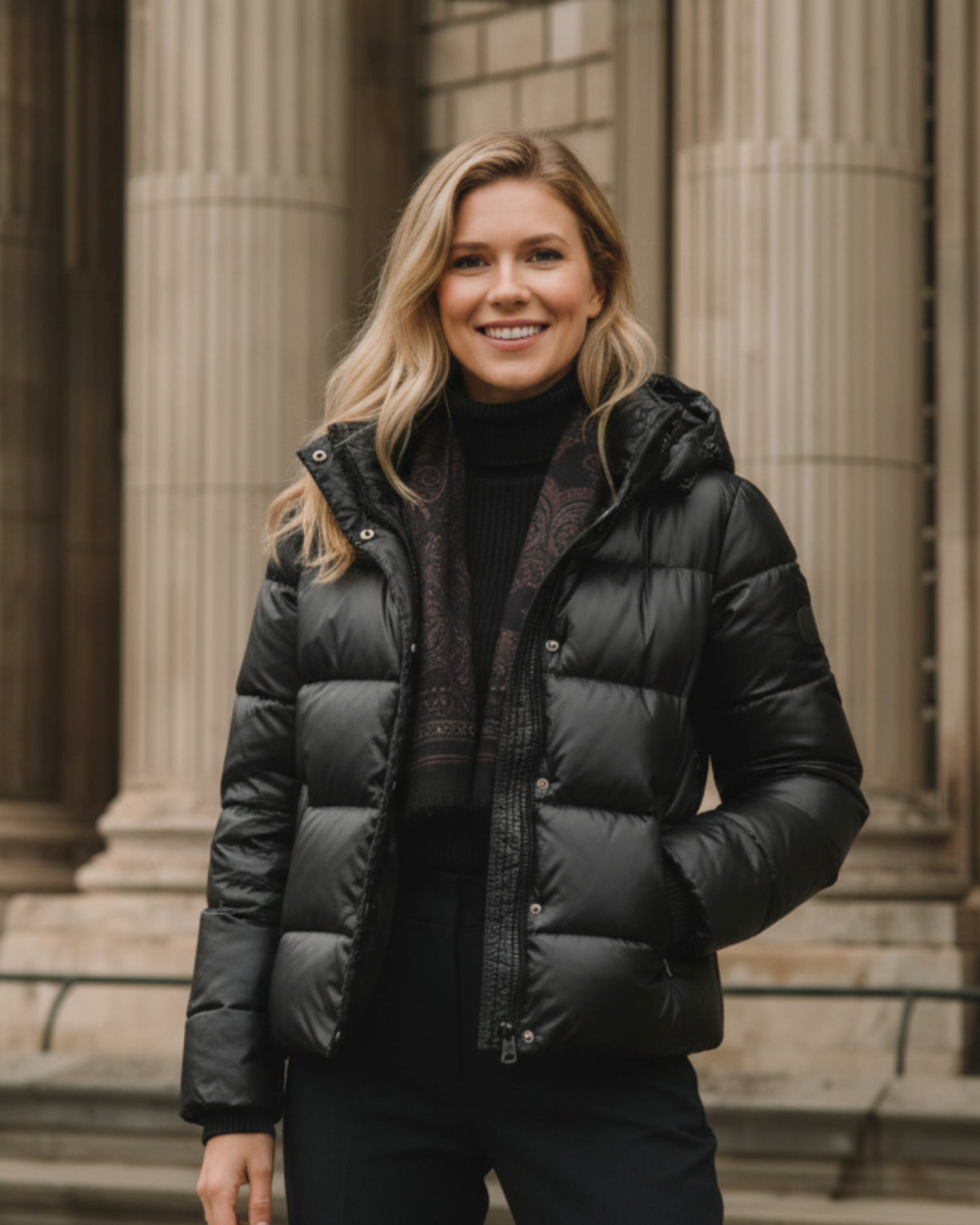 Cecole | Women’s Shiny Finish Hooded Puffer Jacket with Cropped Silhouette