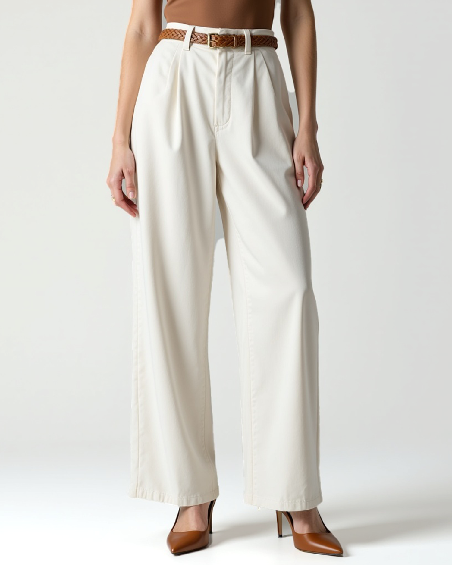 Cecole | Women’s Straight-Cut Capri Pants with Light Sand Color