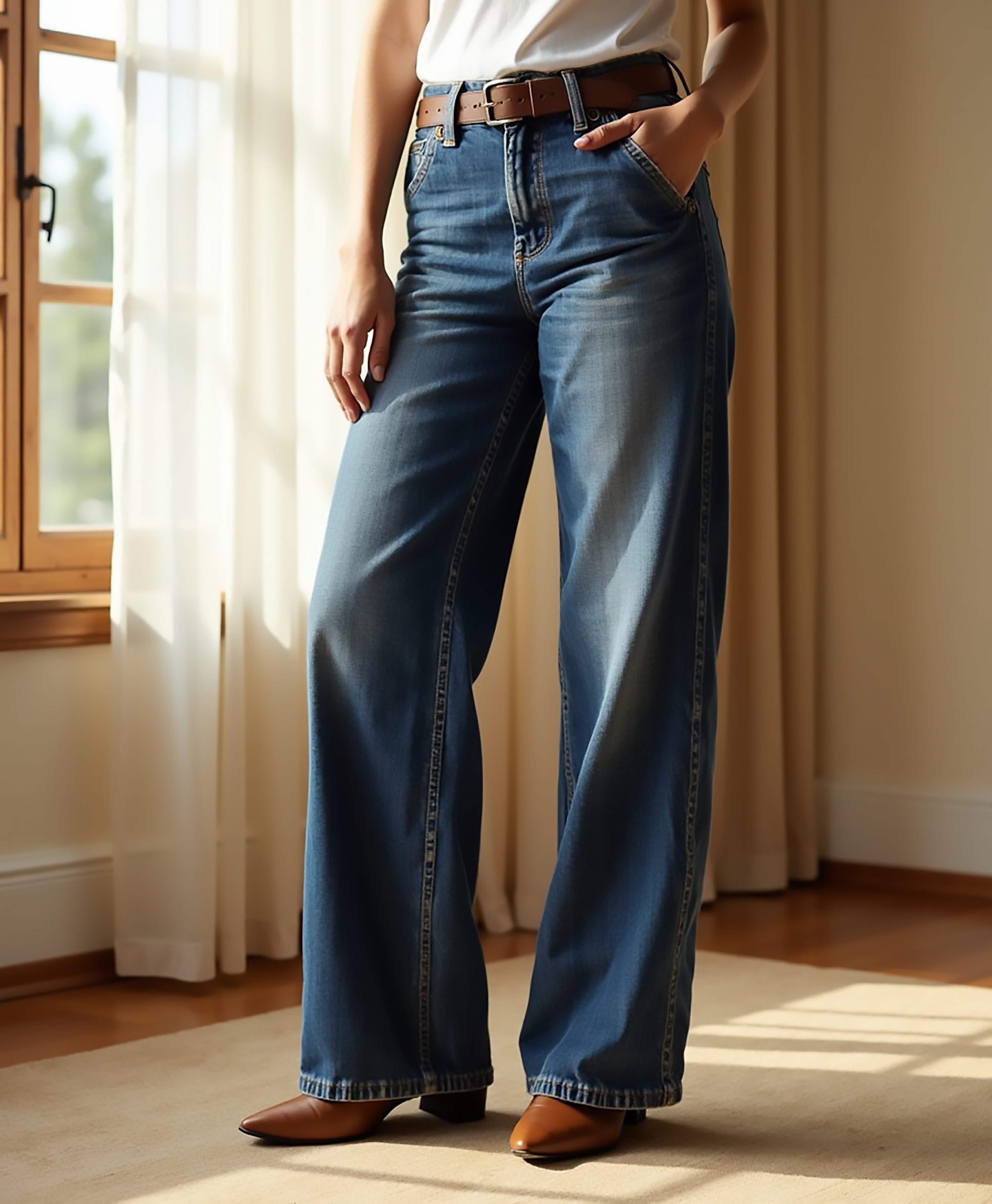 Cecole | Women’s Wide-Leg Denim Jeans with Relaxed Fit