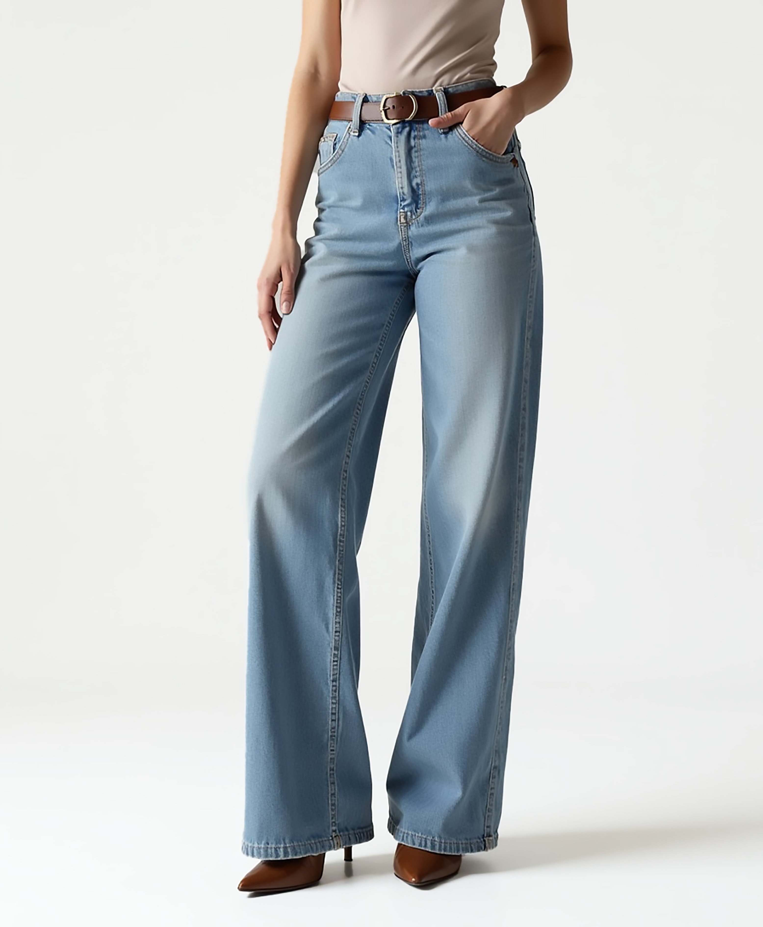 Cecole | Women’s Wide-Leg Denim Jeans with Relaxed Fit