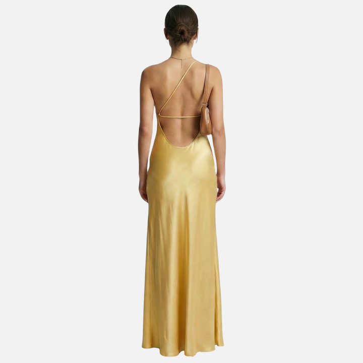 One-Shoulder Maxi Dress with Open Back for Women