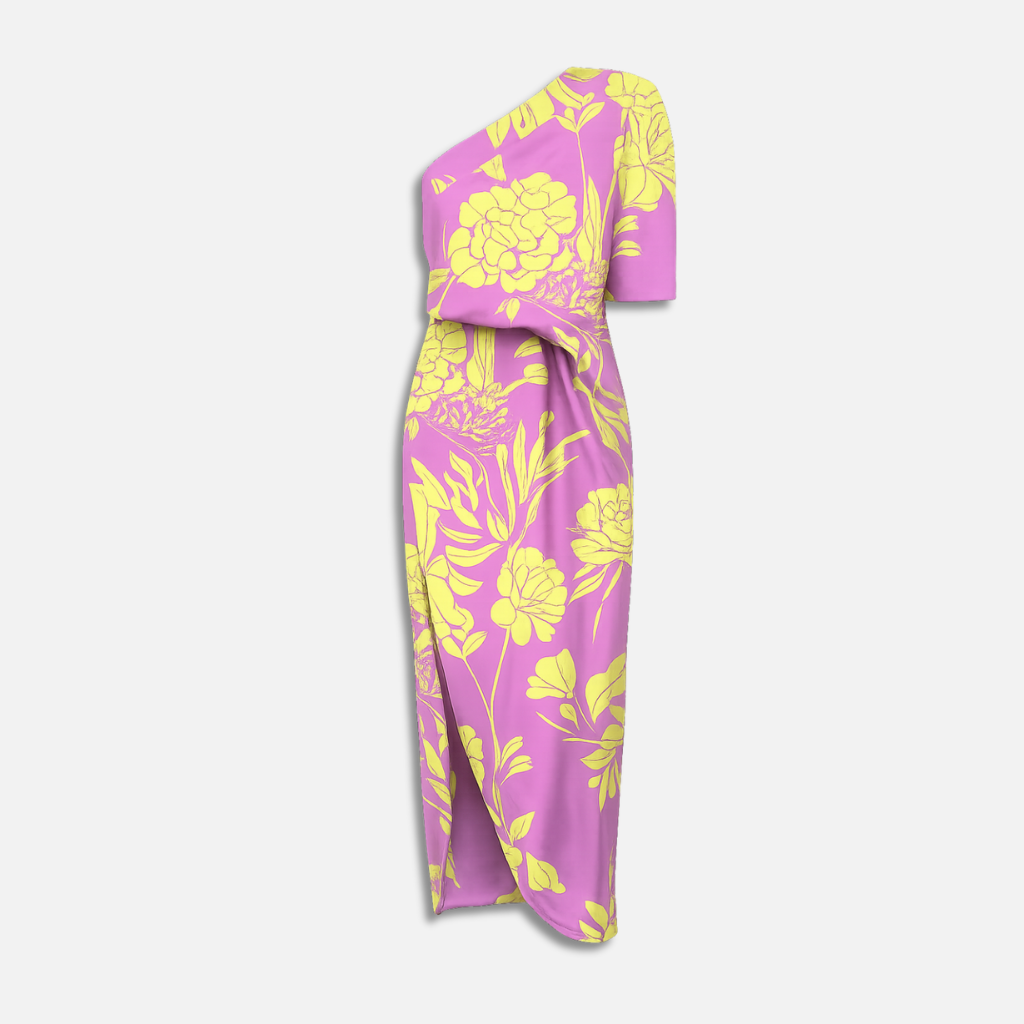 One-Shoulder Maxi Dress with Floral Print for Women
