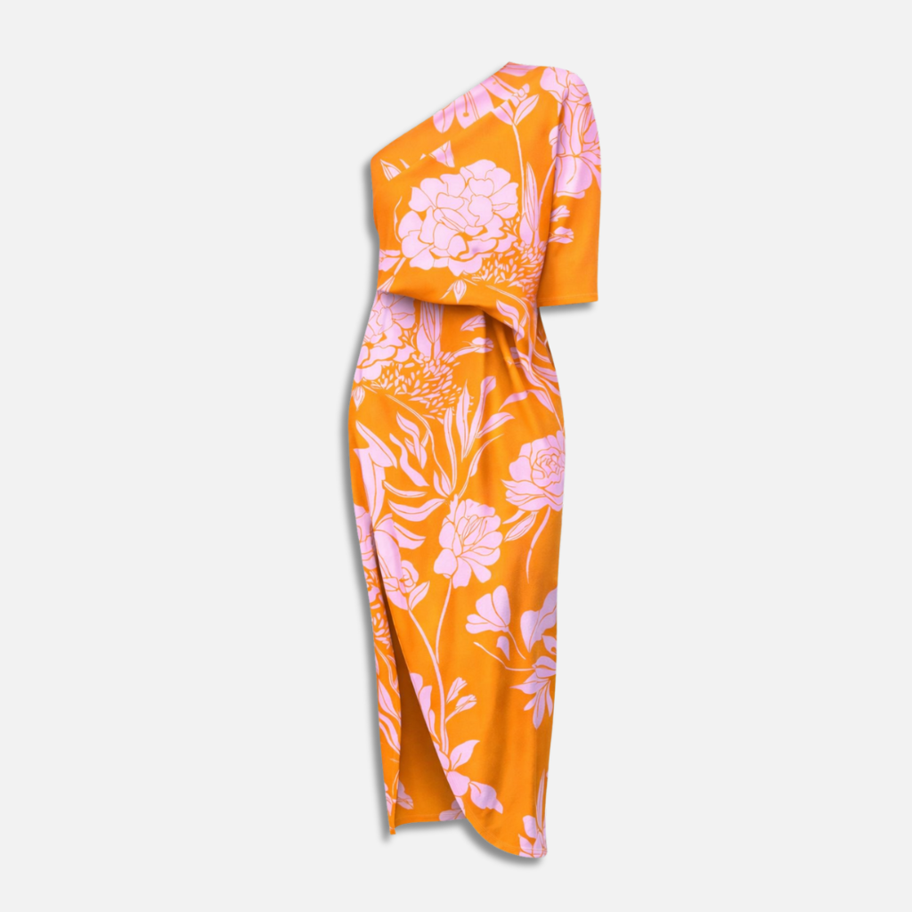 One-Shoulder Maxi Dress with Floral Print for Women
