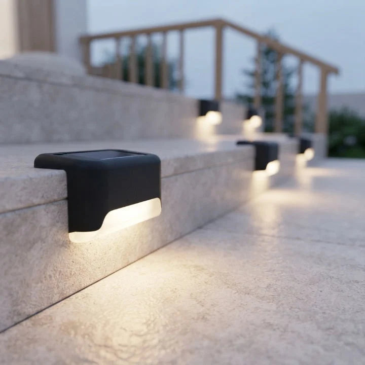 Outdoor Illumination – Compact Solar Step Lights with 8-piece Set and Automatic Dusk Function 1