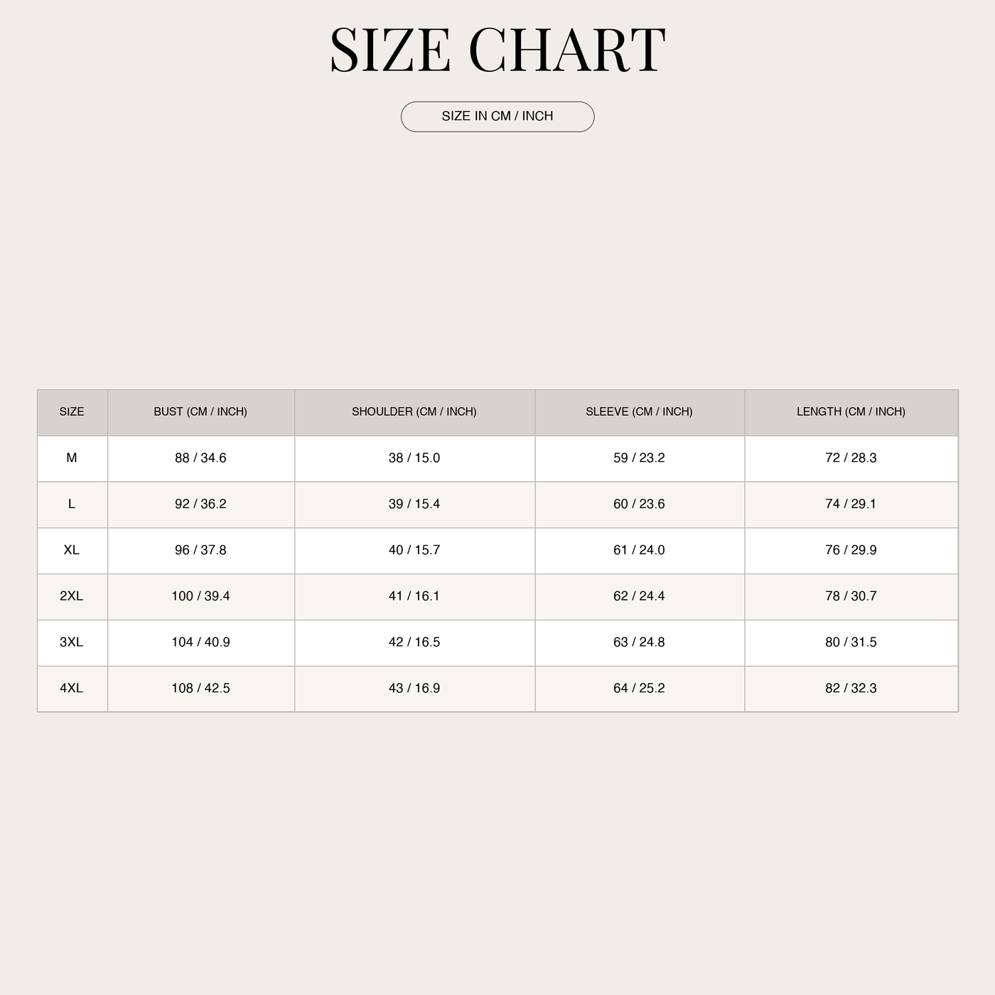 Women's Printed Outdoor Jacket – with Hood and Water Resistant size chart