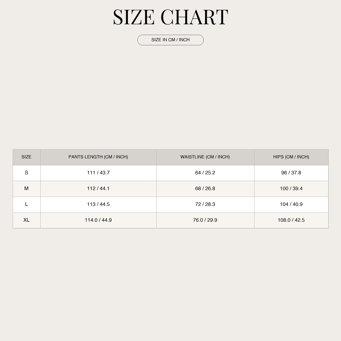 Pinstripe High-Waist Pleated Wide Leg Pants for Women size chart