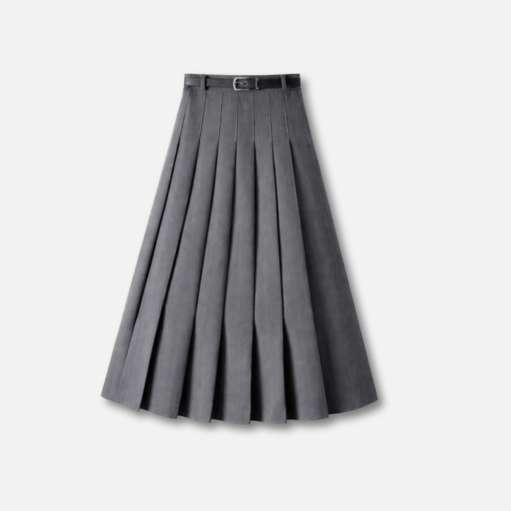 Pleated Midi Skirt with Belted Waist for Women