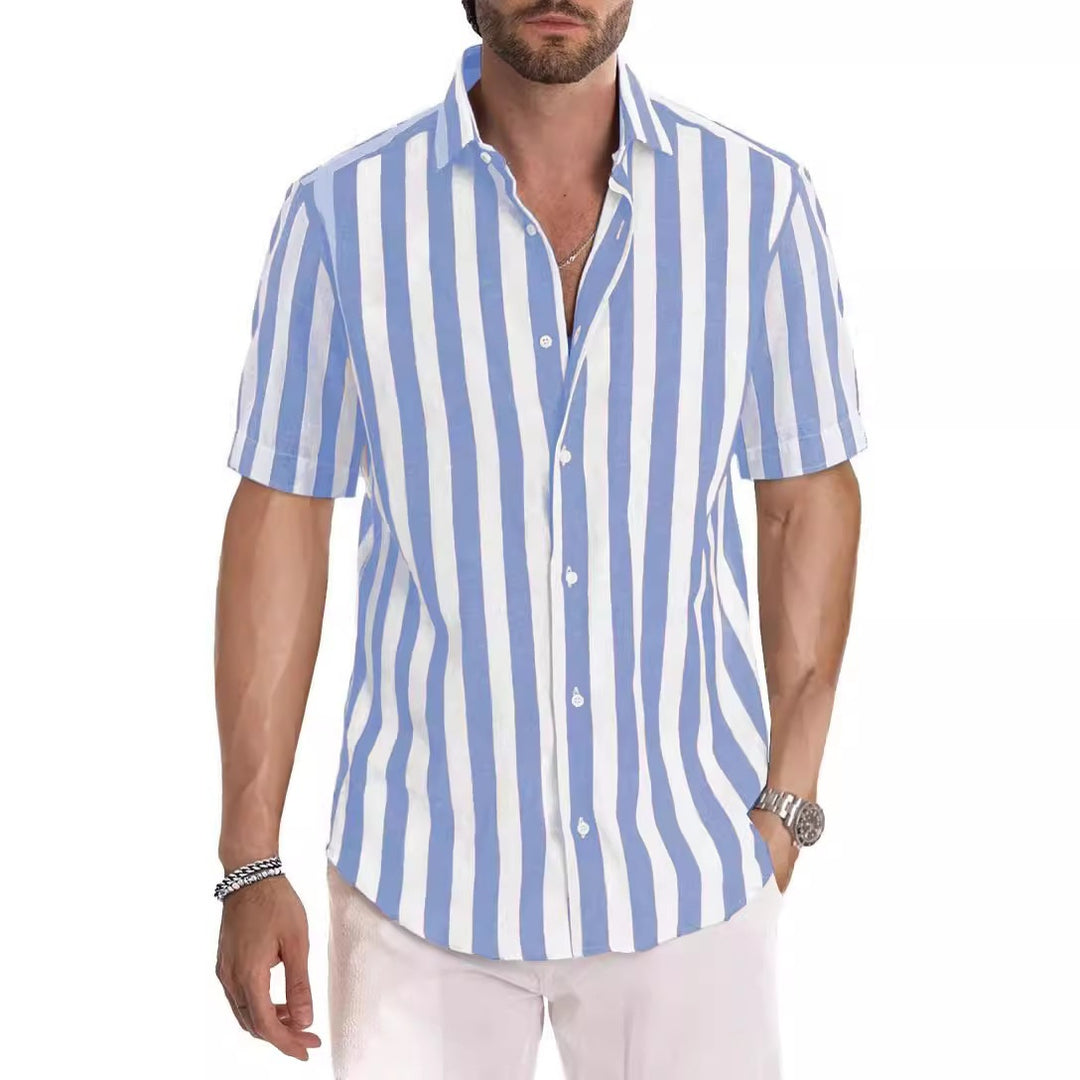 Point_Collar_Striped_Linen_Beach_Shirt_for_Men_1