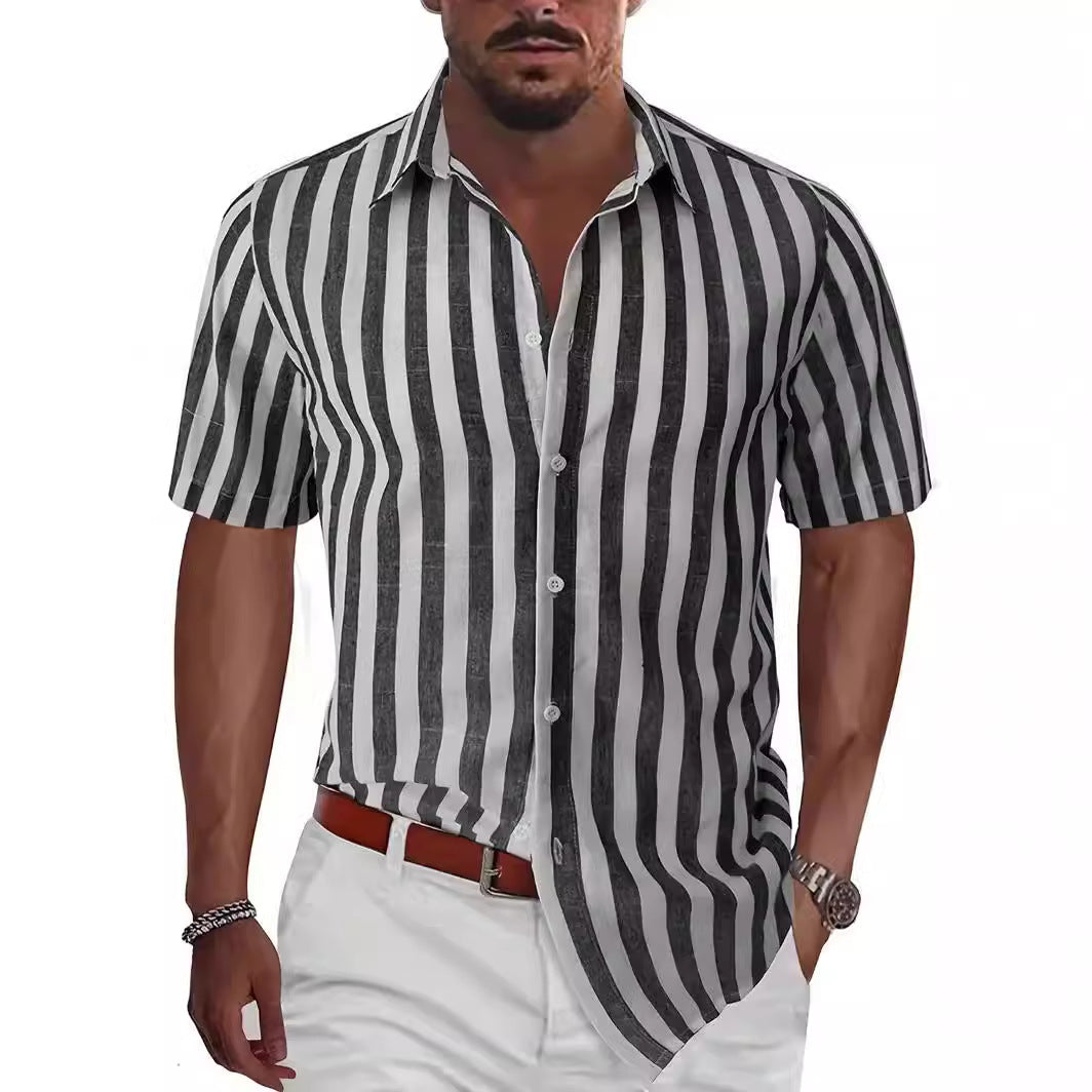 Point_Collar_Striped_Linen_Beach_Shirt_for_Men_2