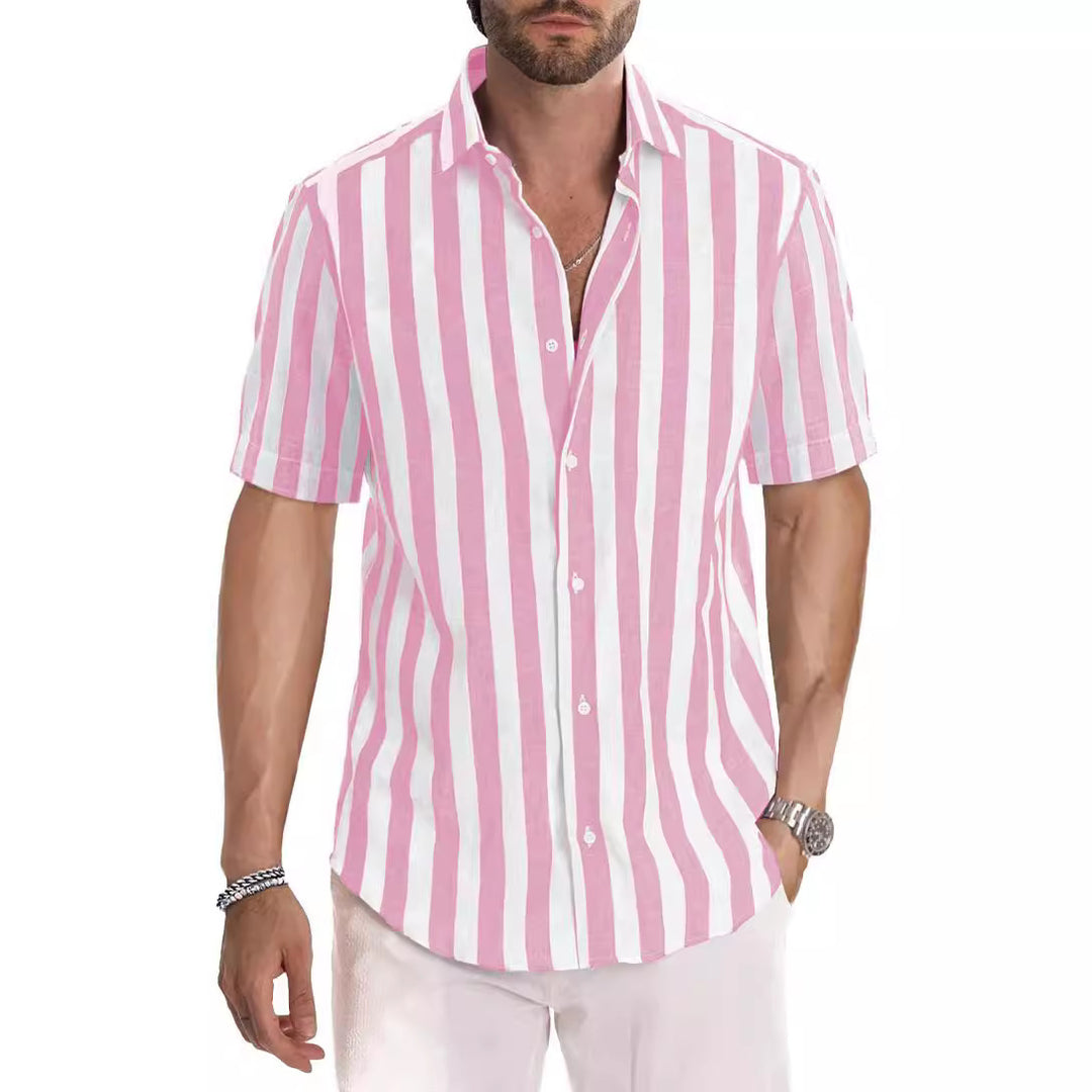 Point_Collar_Striped_Linen_Beach_Shirt_for_Men_3