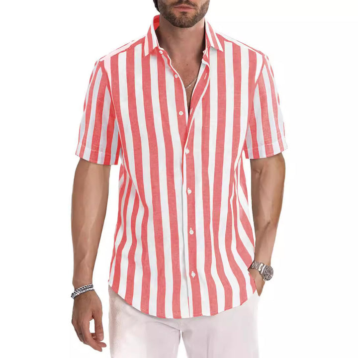 Point_Collar_Striped_Linen_Beach_Shirt_for_Men_4