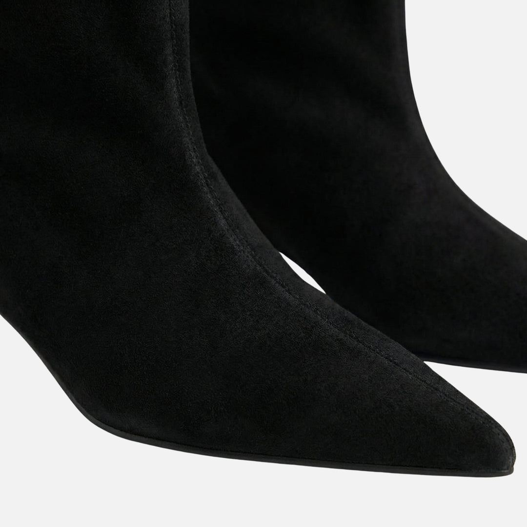 Pointy Toe Suede Booties with Kitten Heel for Women