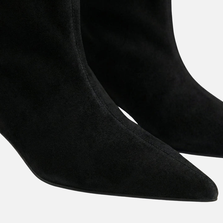Pointy Toe Suede Booties with Kitten Heel for Women
