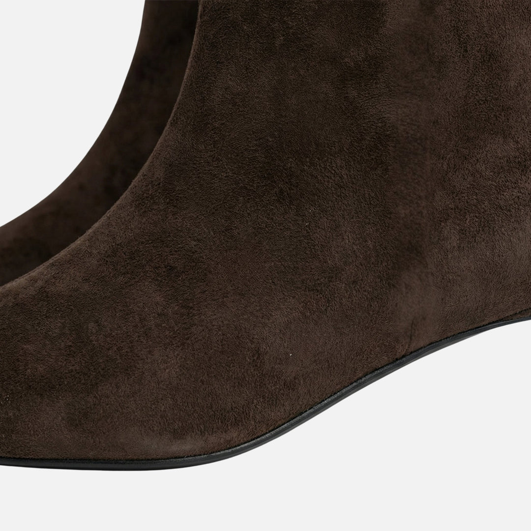 Pointy Toe Suede Booties with Kitten Heel for Women