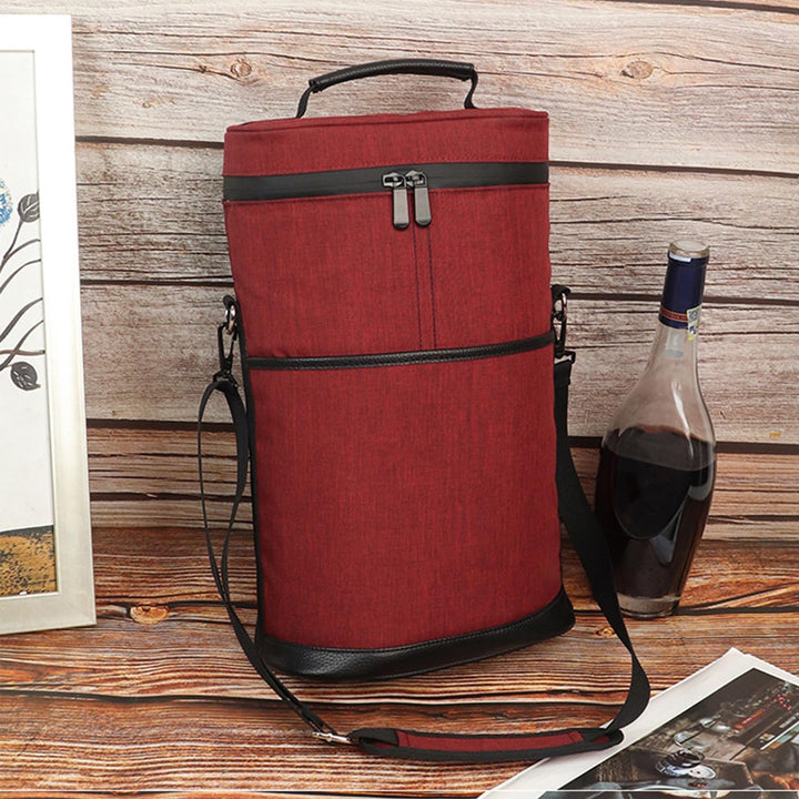 Portable Insulated Wine Carrying Bag – Optimal for Two Bottles with Adjustable Strap 1