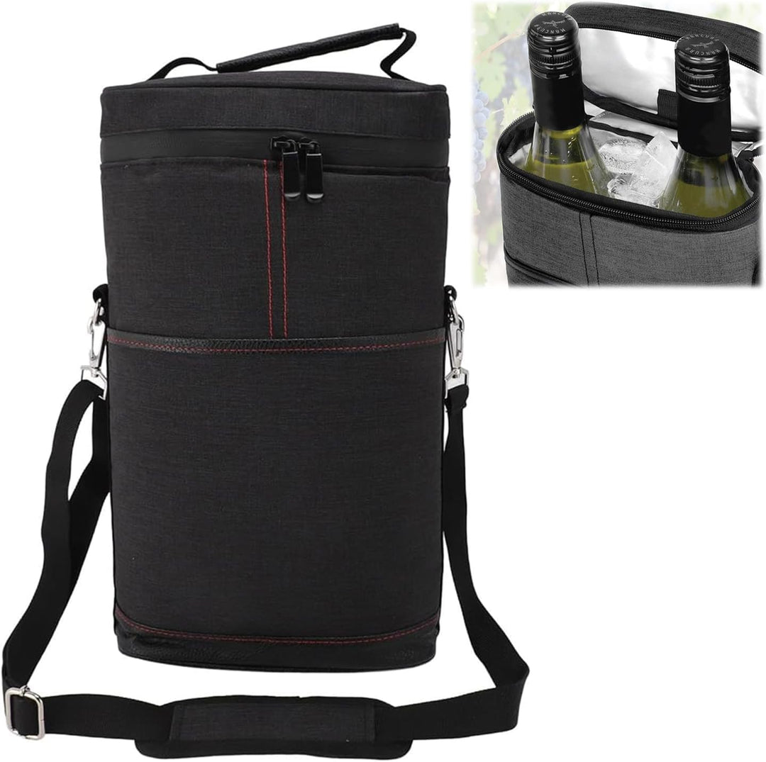 Portable Insulated Wine Carrying Bag – Optimal for Two Bottles with Adjustable Strap 10