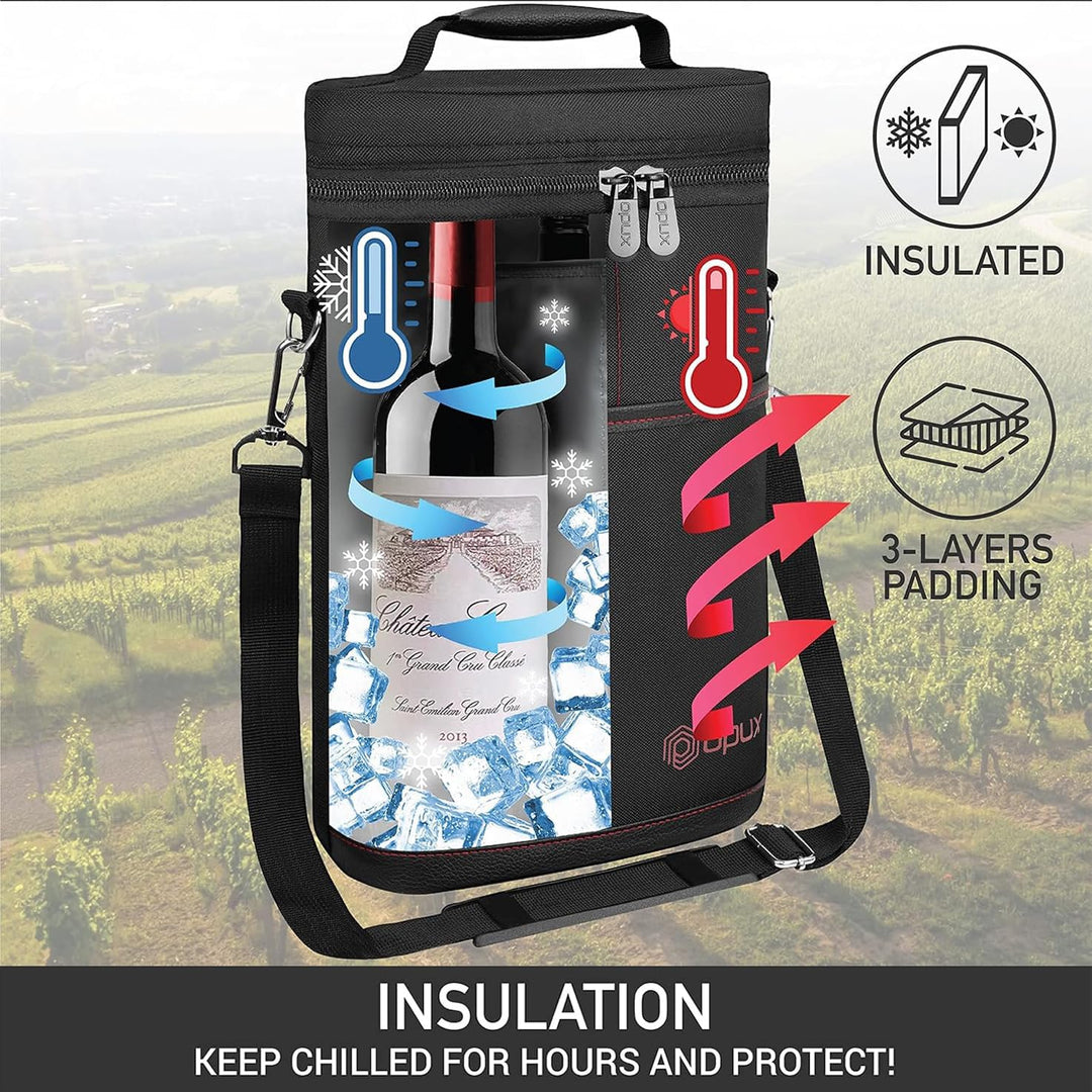 Portable Insulated Wine Carrying Bag – Optimal for Two Bottles with Adjustable Strap 3