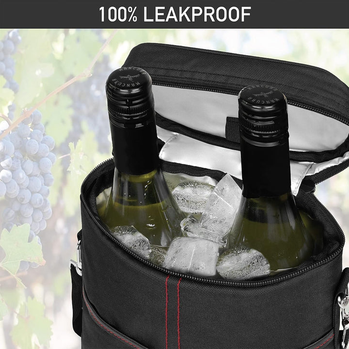 Portable Insulated Wine Carrying Bag – Optimal for Two Bottles with Adjustable Strap 4