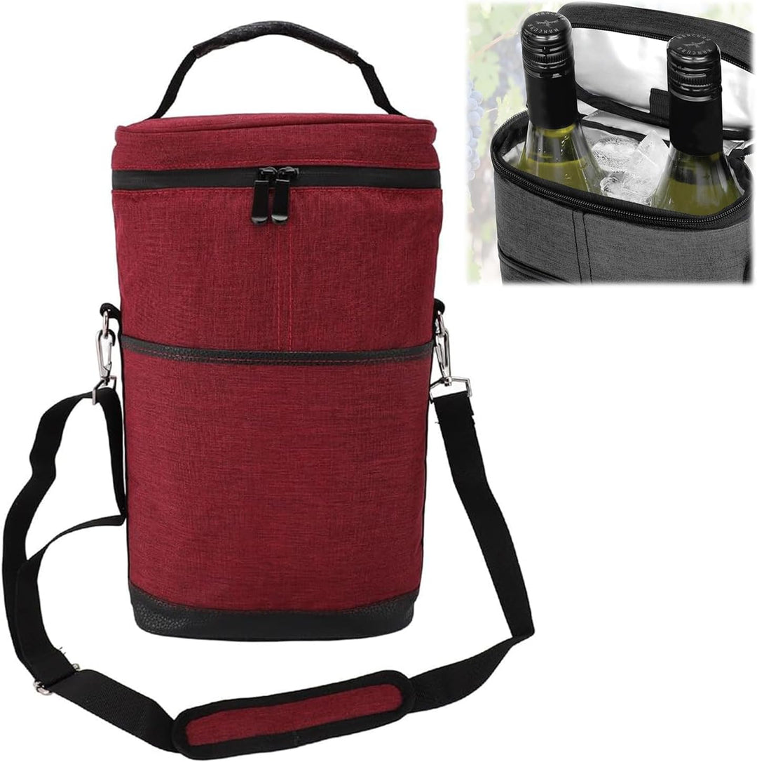 Portable Insulated Wine Carrying Bag – Optimal for Two Bottles with Adjustable Strap 6