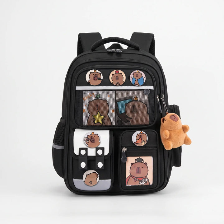Practical Children's Backpack – Roomy and Adjustable for Comfortable Everyday Life with Capybara Motif 2