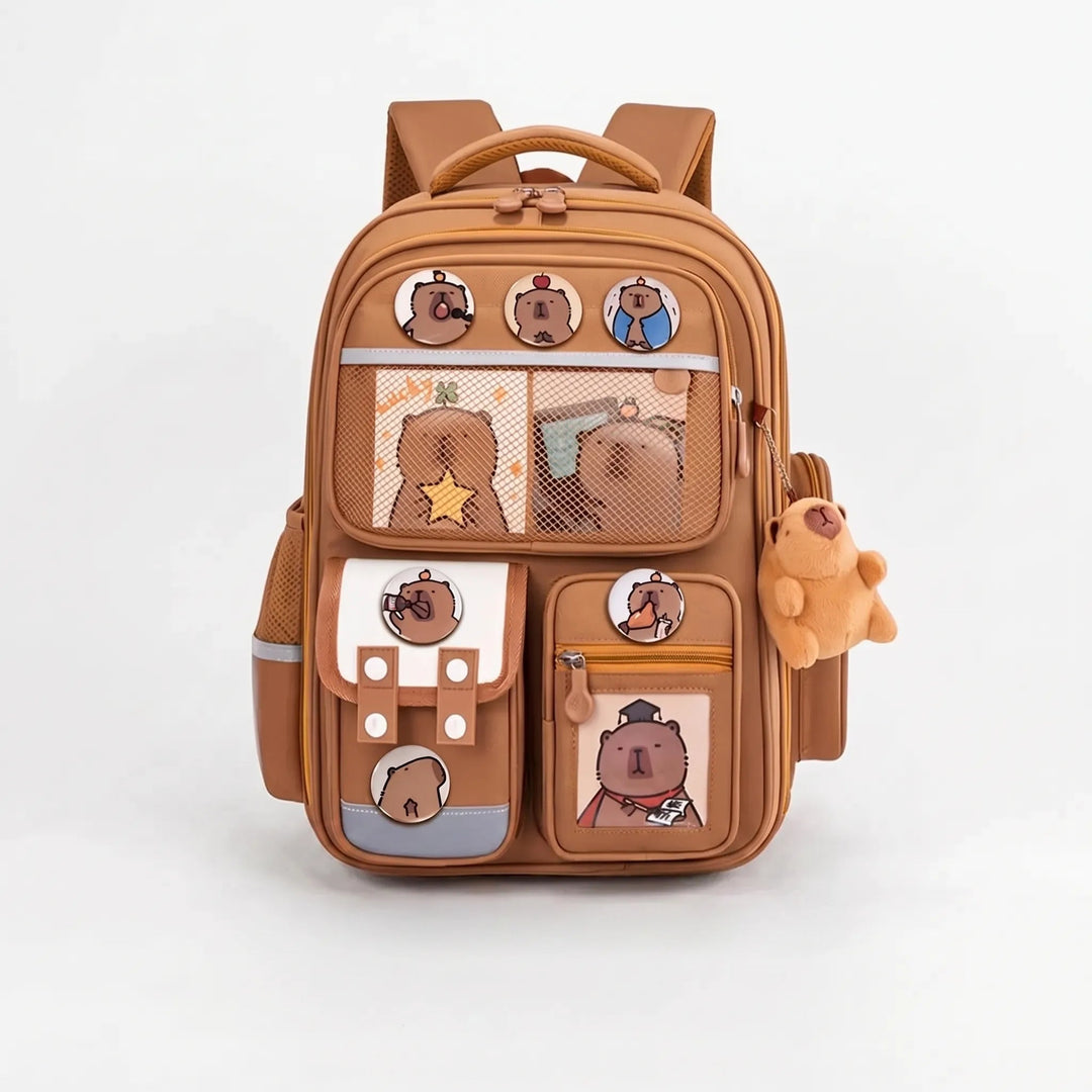 Practical Children's Backpack – Roomy and Adjustable with Capybara Motif 6