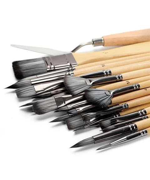 Professional Brush Set – 24-piece with Natural Wooden Handles 2