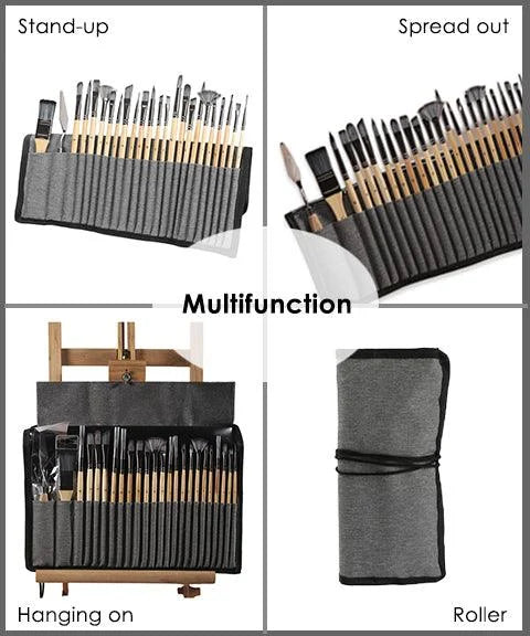 Professional Brush Set – 24-piece with Natural Wooden Handles 5