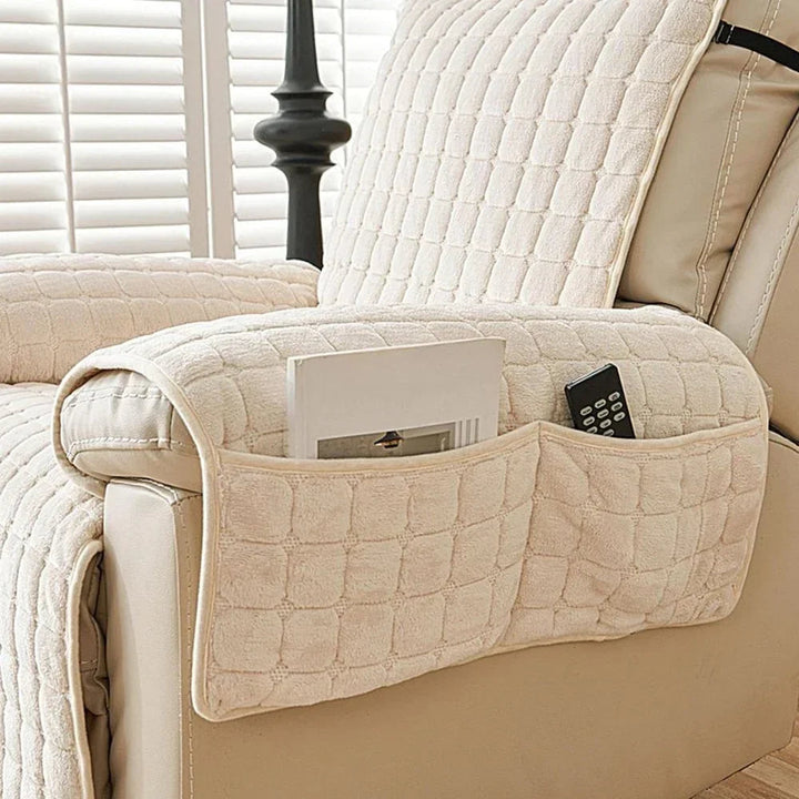 Quilted Armchair Cover – With Side Pocket for Remote Control 10