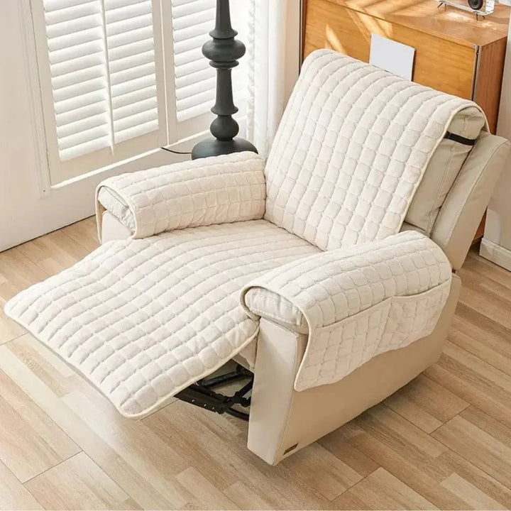 Quilted Armchair Cover – With Side Pocket for Remote Control 12