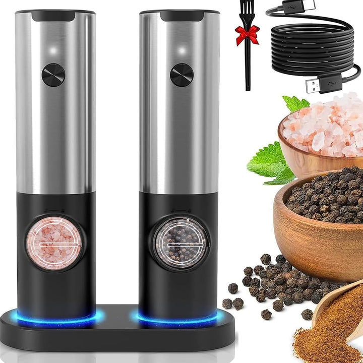 Rechargeable Electric Salt and Pepper Mill Set – Stylish Design 2