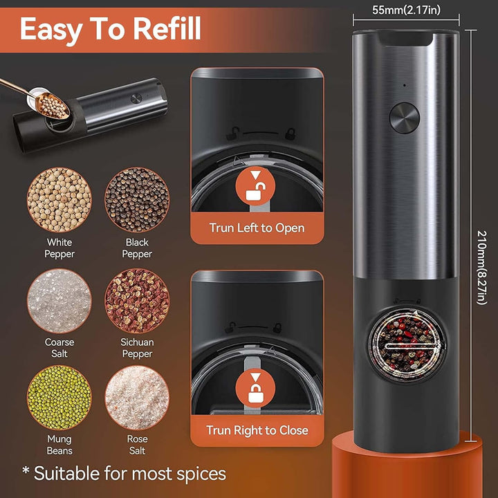 Rechargeable Electric Salt and Pepper Mill Set – Stylish Design 4