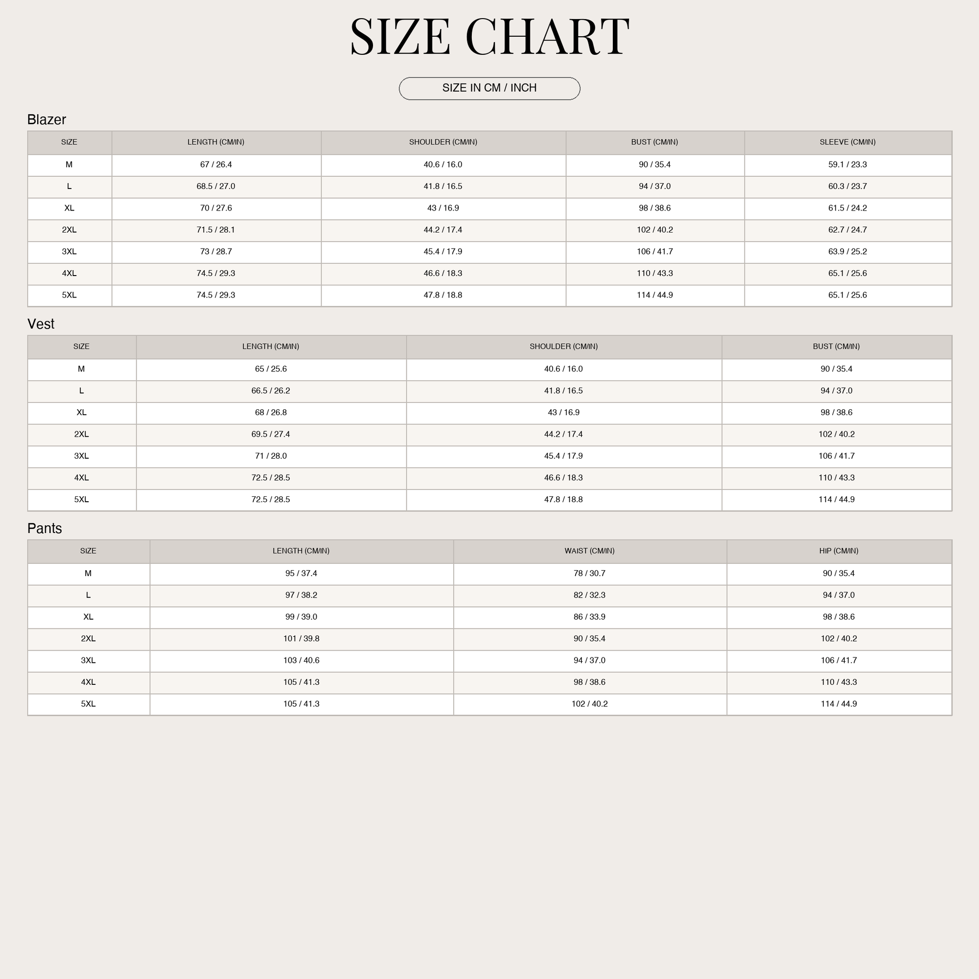 Size Chart