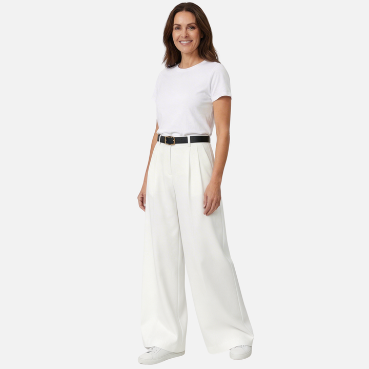 Relaxed Fit Wide Leg Office Pants for Women