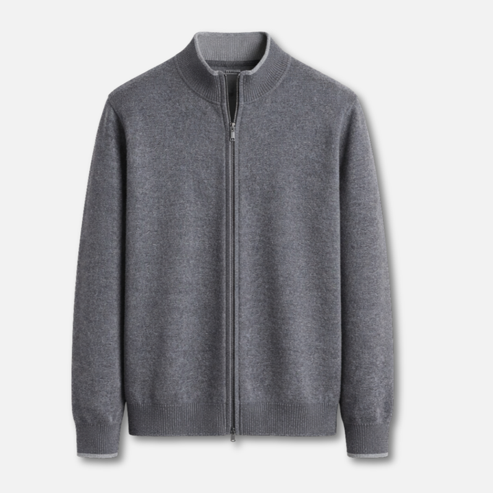 Ribbed Knit Sweater with Stand-up Collar for Men