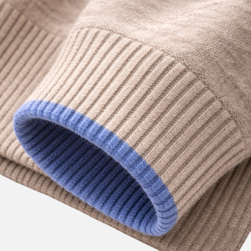 Ribbed Knit Sweater with Stand-up Collar for Men